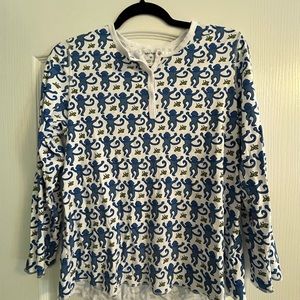 Roller Rabbit monkey pajama TOP, size medium